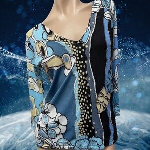 Alberto Makali Sweater Blue Multi Beaded LARGE